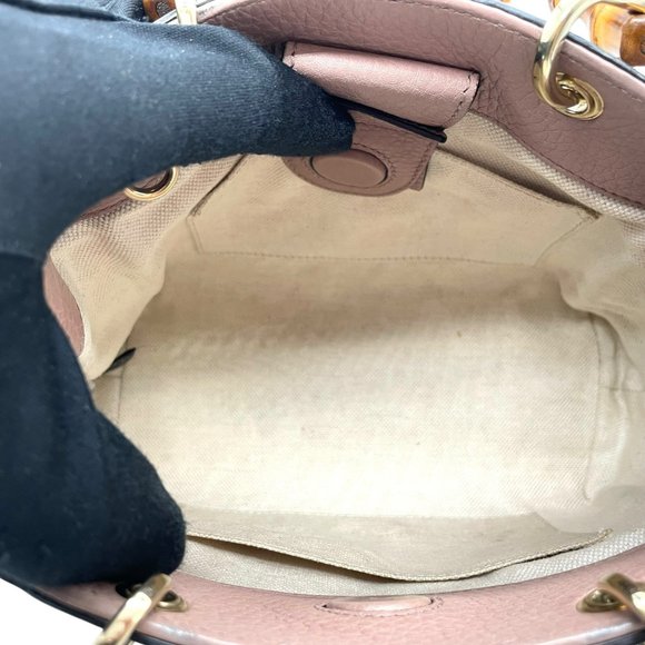 GUCCI Pink Leather Bamboo Shoulder Bag - Picture 15 of 16